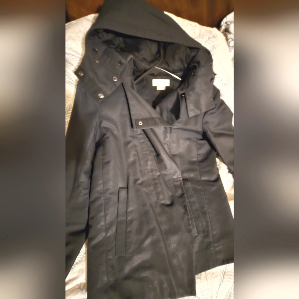 Helmut Lang Black Hooded Trench Coat